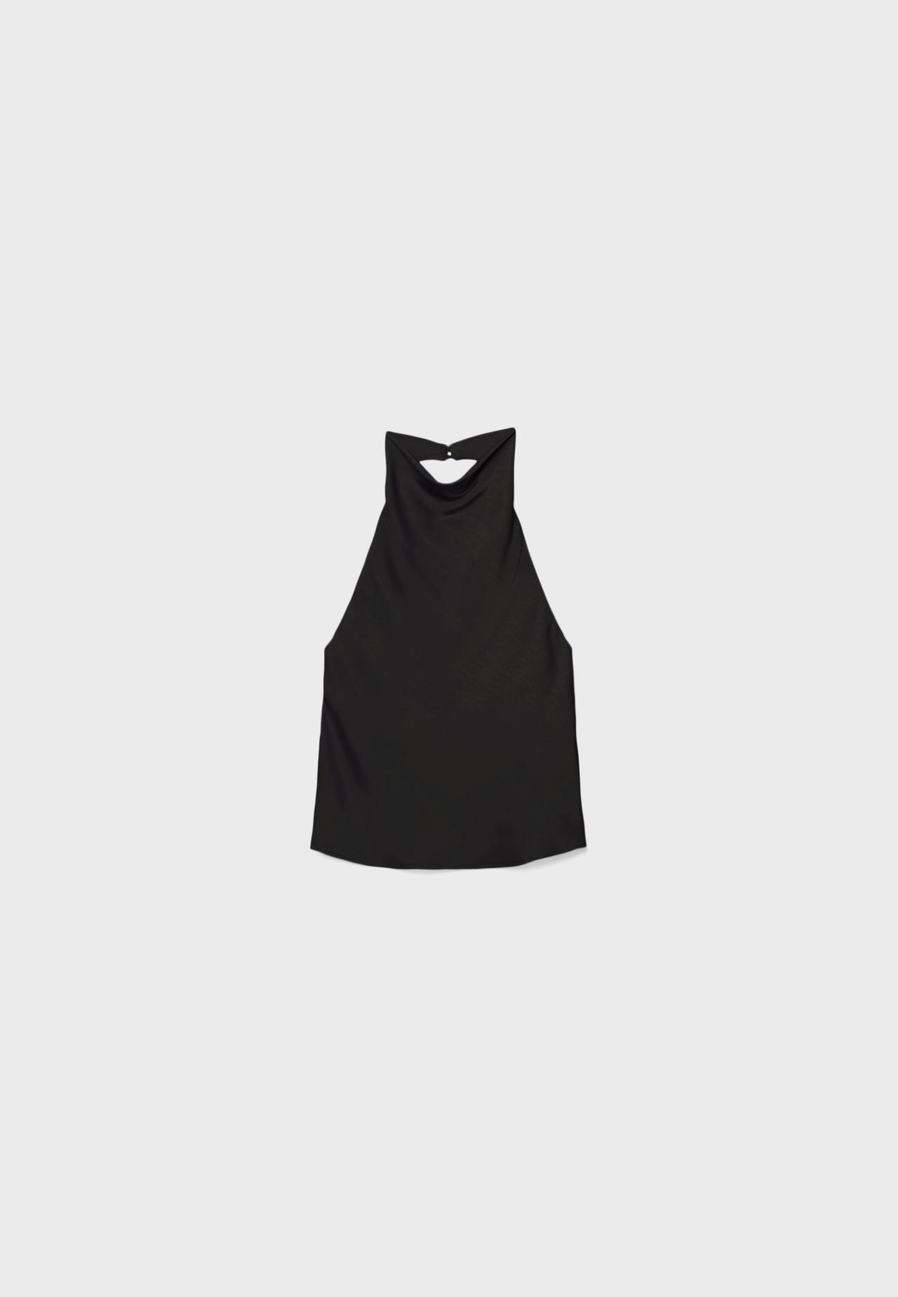 Satin halter top — Black