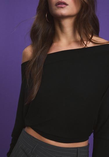 Asymmetric modal T-shirt — Black 4