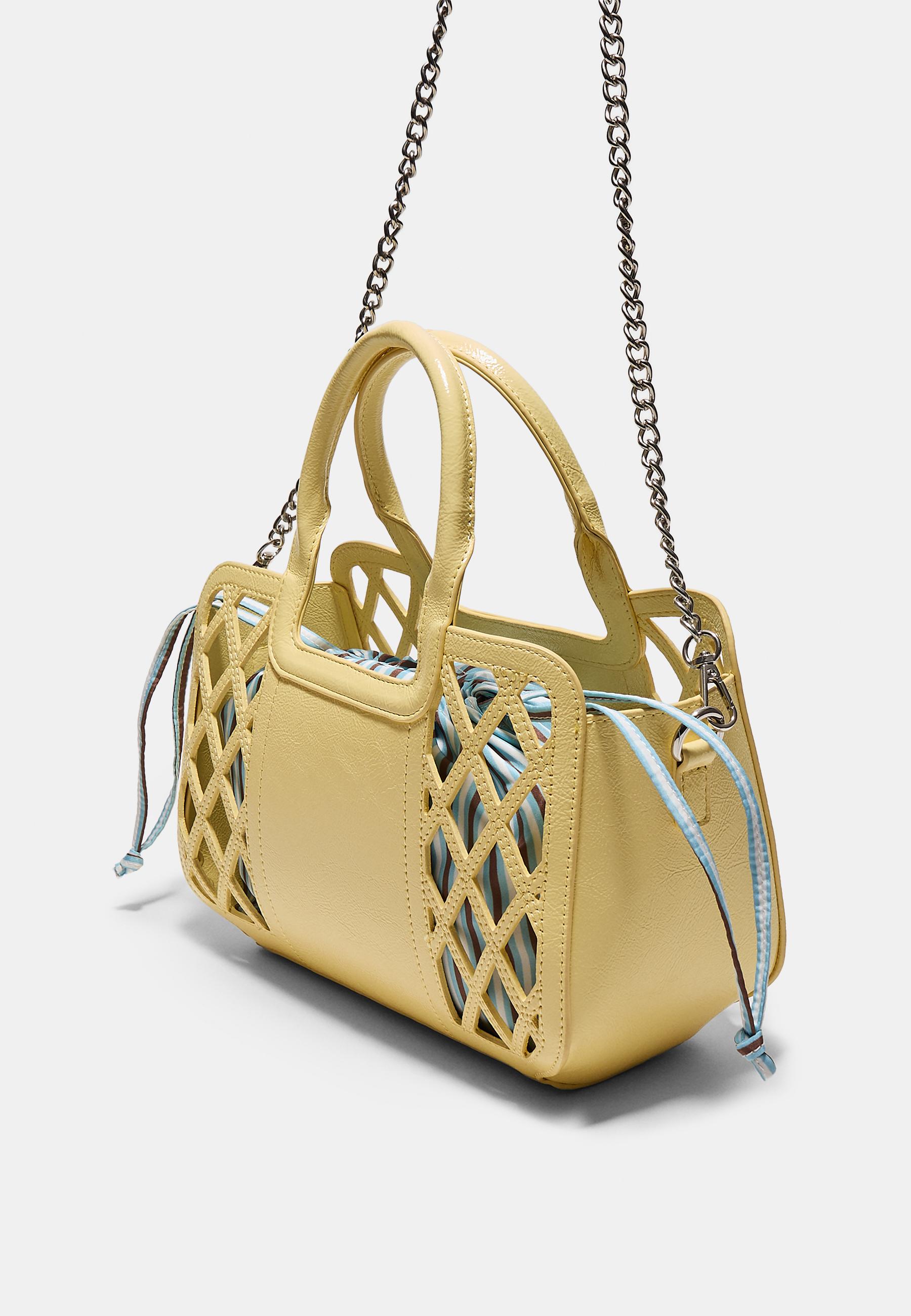 Combined basket tote bag — Gold