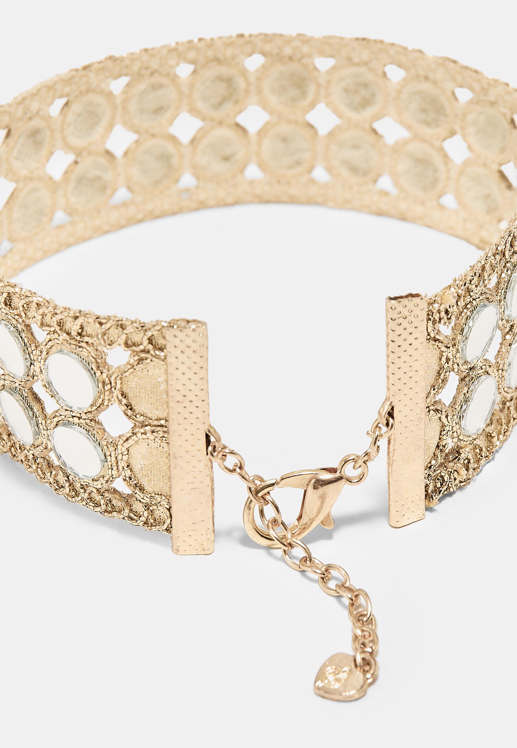 Double-mirror choker necklace — Gold