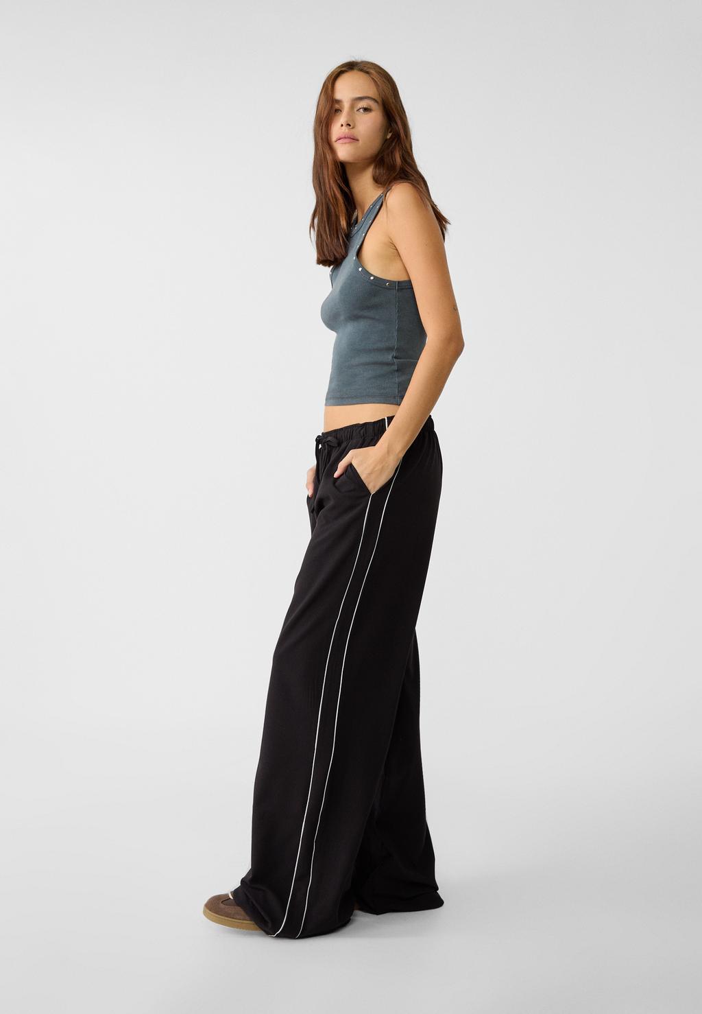 Wide floaty trousers with side stripe detail