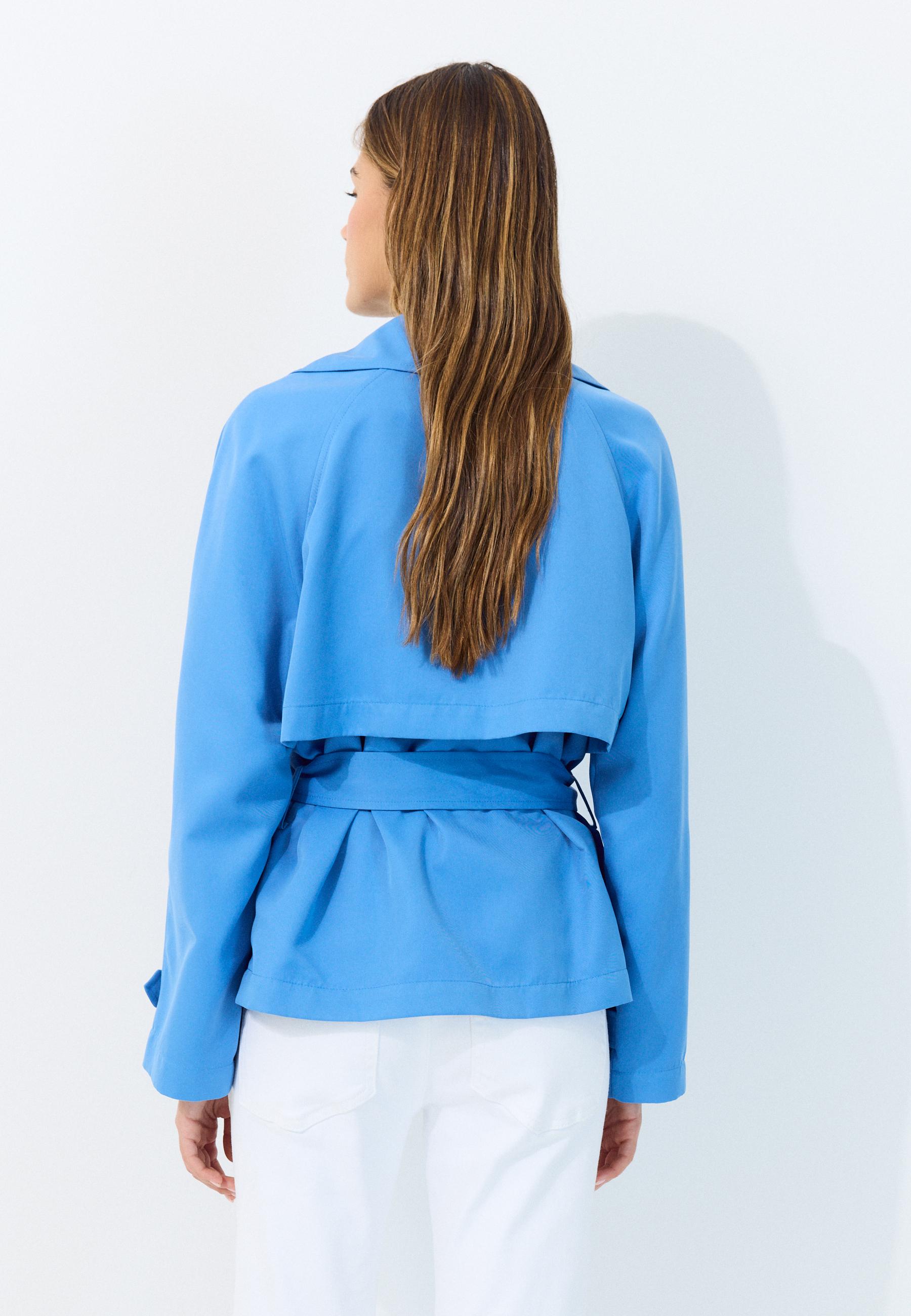 Short flowing trench coat with belt — Royal blue