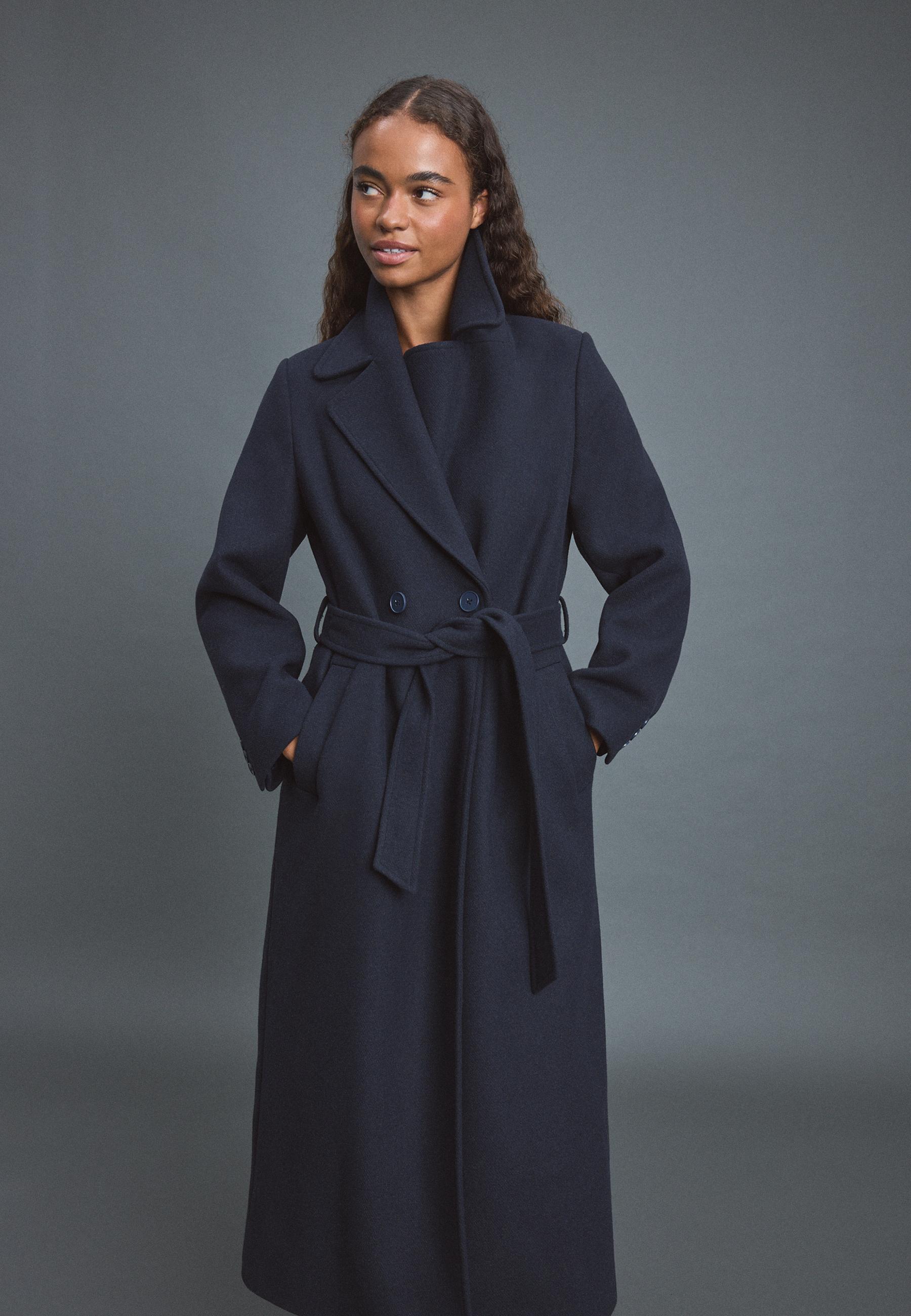Long coat with belt — Dark blue