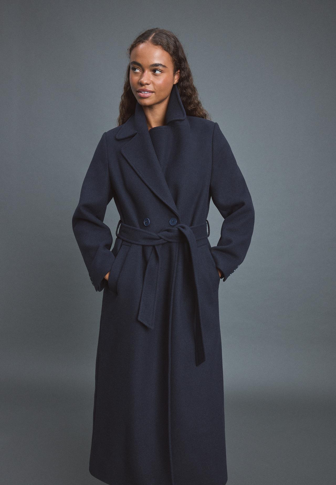 Long belted coat — Dark blue