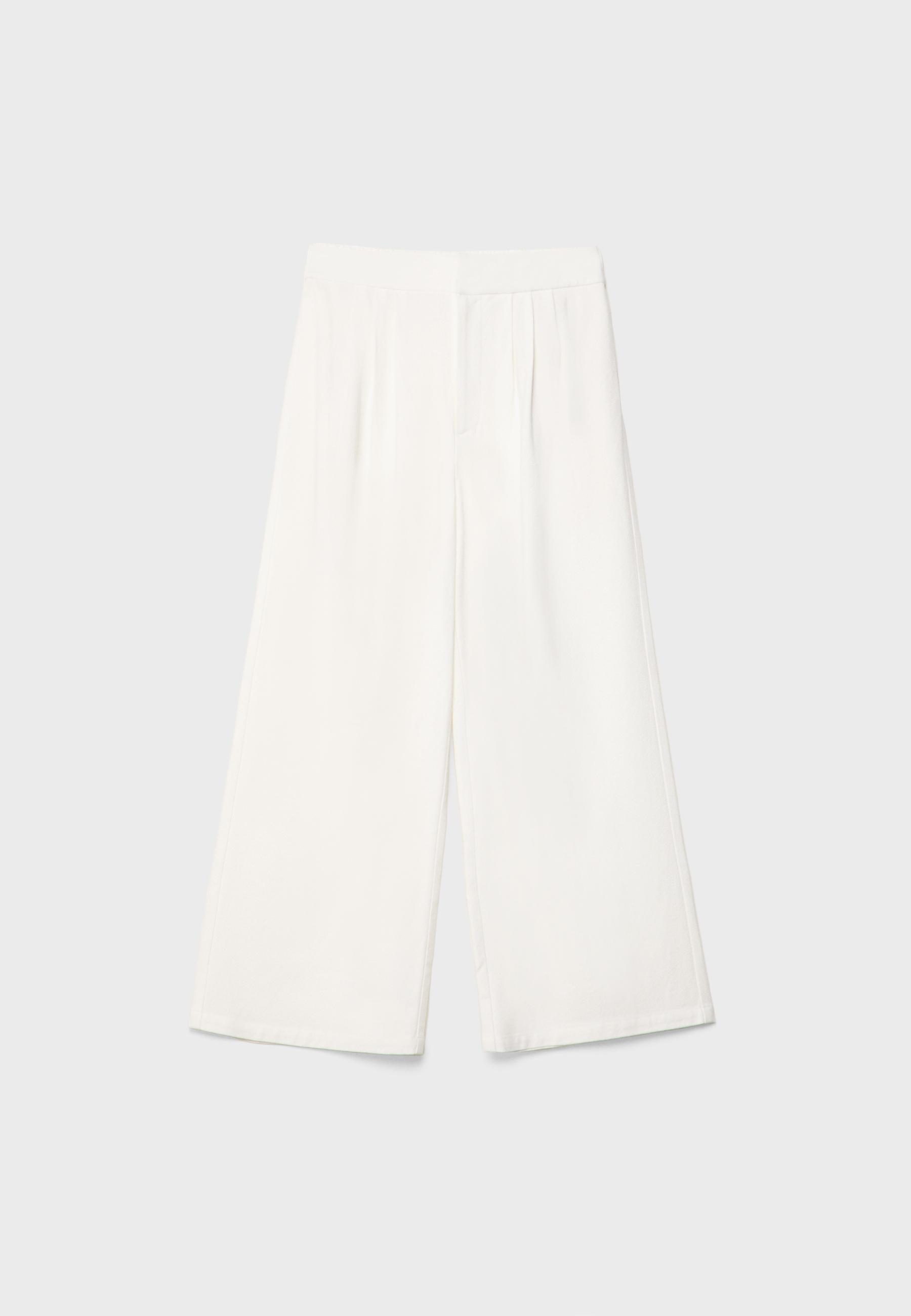 Linen blend darted culottes — Ecru