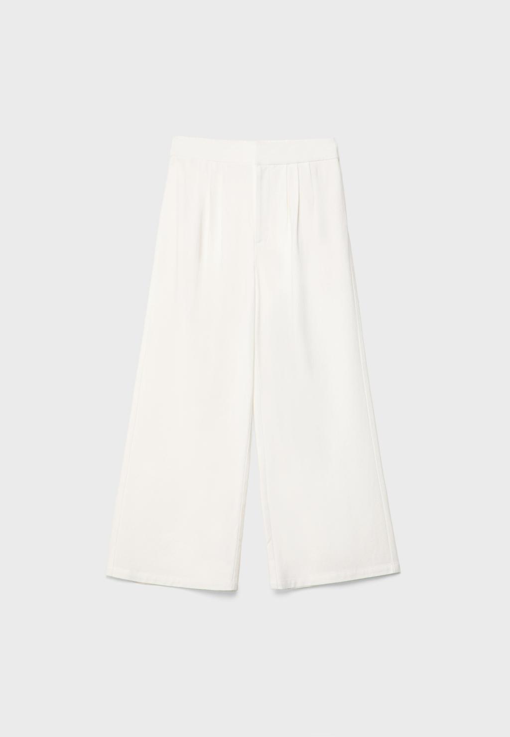 Pantalón culotte pinzas con lino