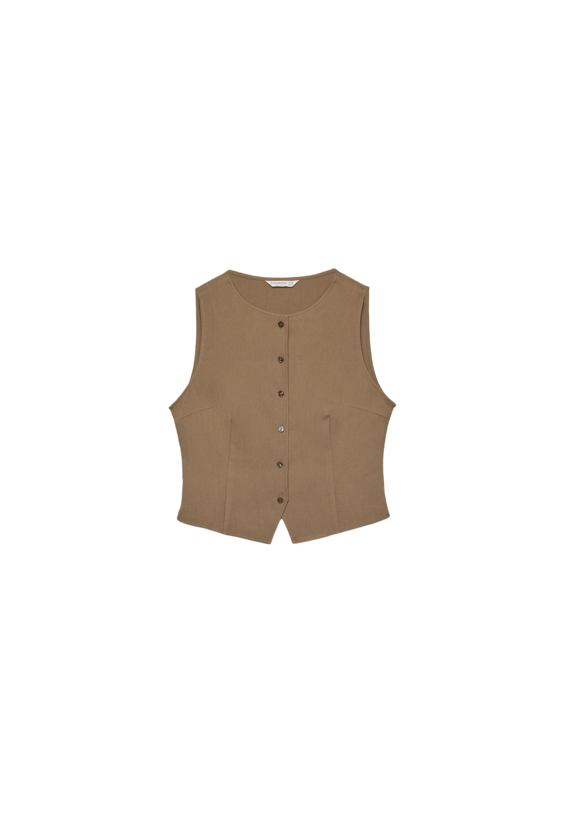 Textured top with buttons - Women's fashion | Stradivarius