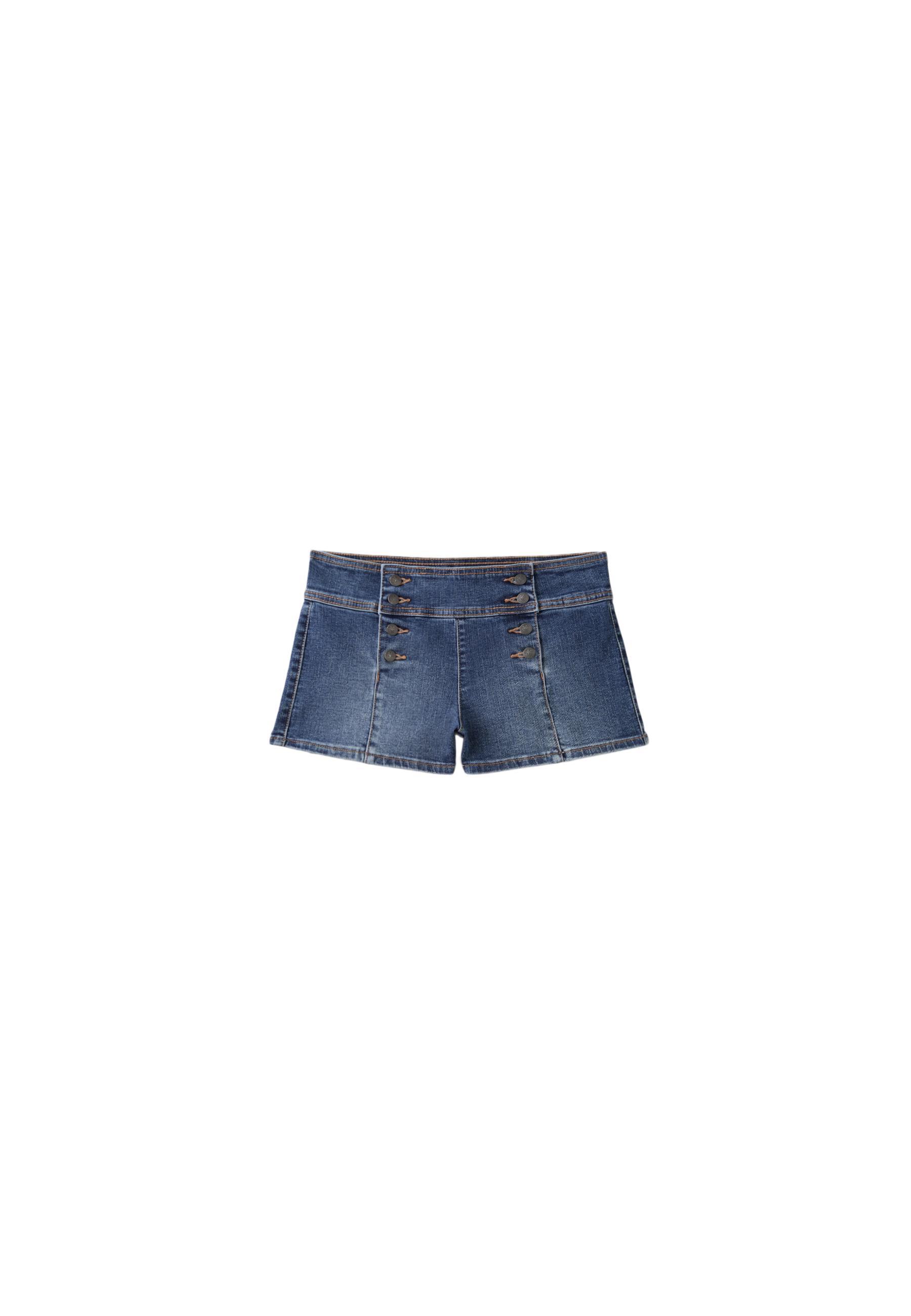 Button denim shorts — MEDIUM DENIM WASH