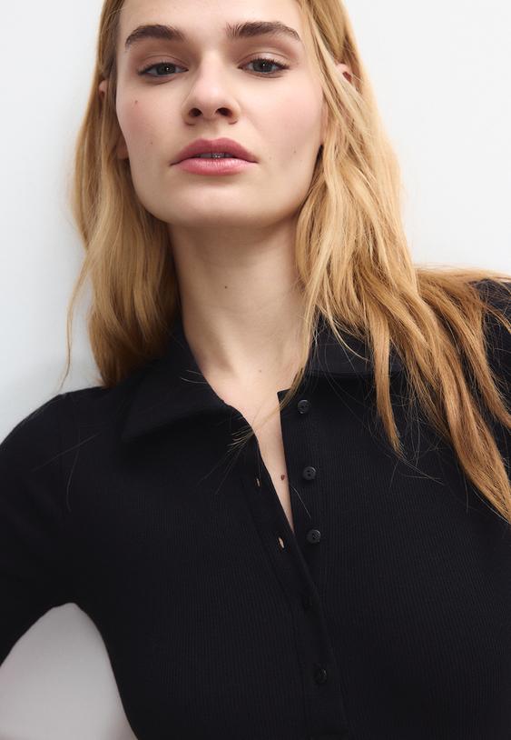 Stradivarius Κορμάκι Πόλο Μαύρο M