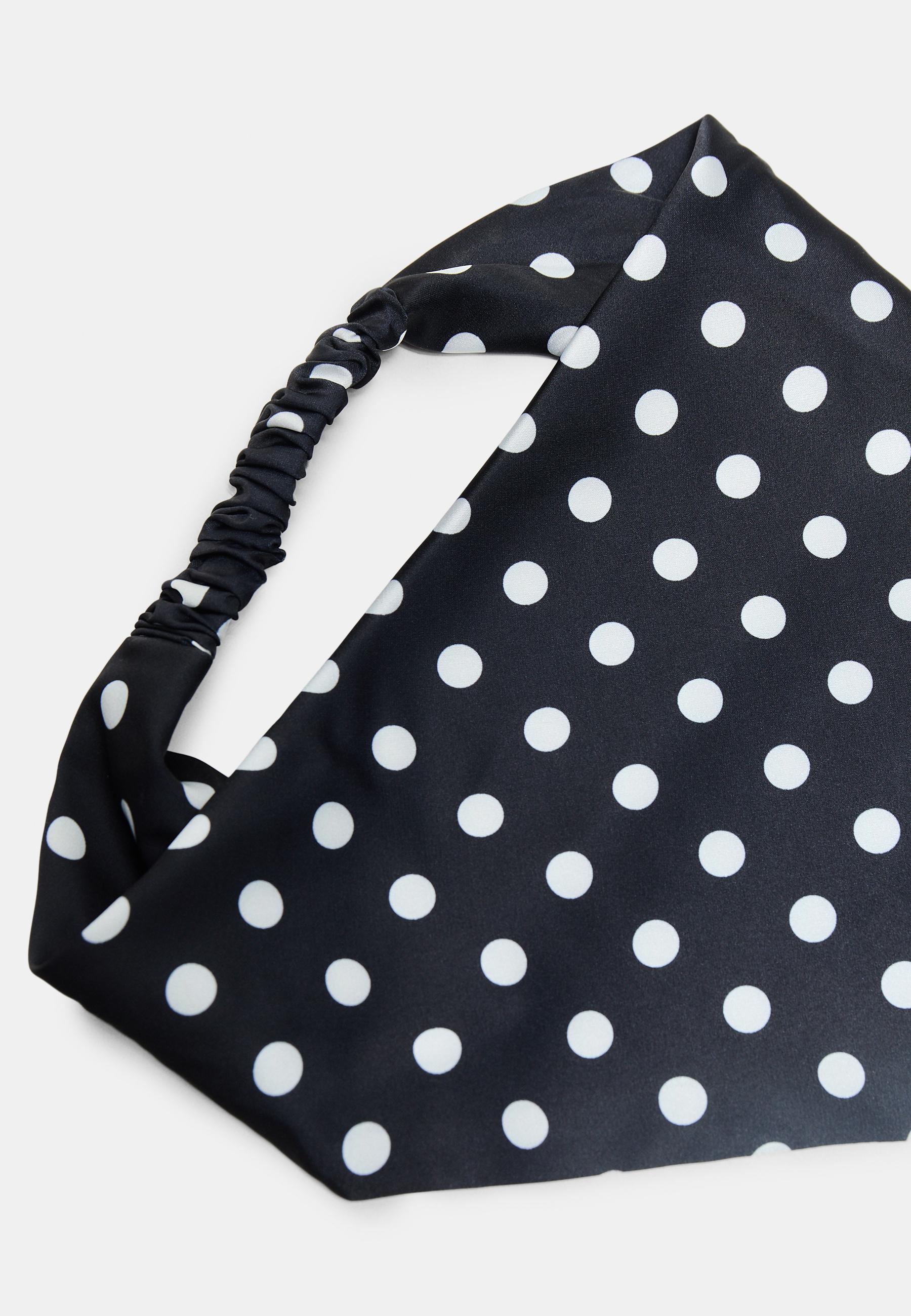 Polka dot triangular headscarf — Black