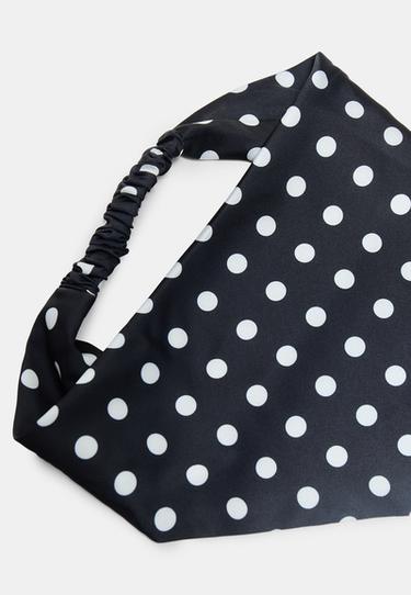 Polka dot triangular headscarf — Black 3