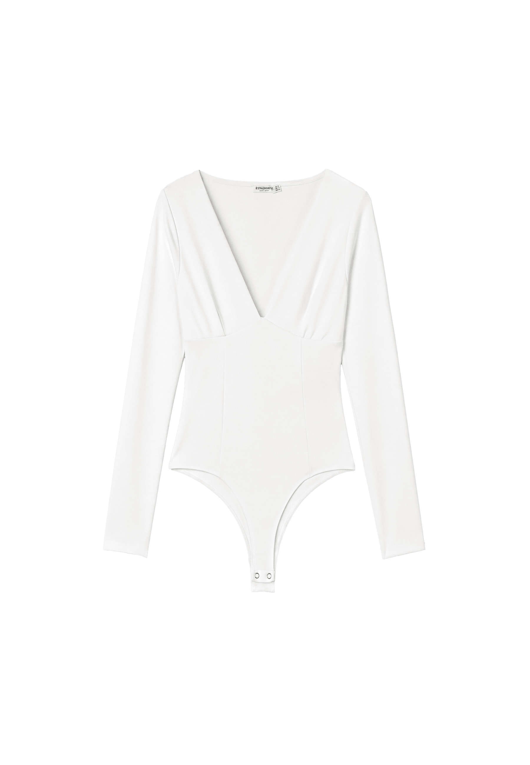 V-neck bodysuit with under-bust gathering — Vanilla