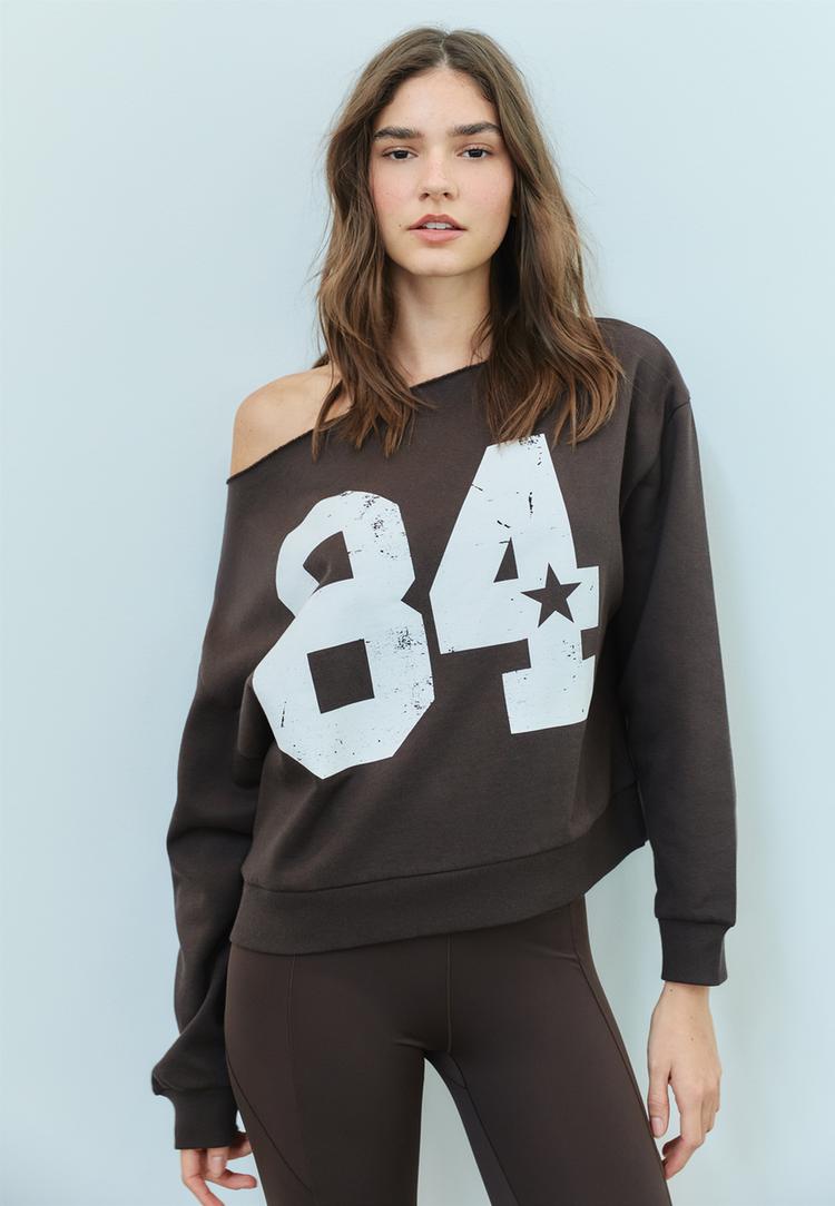 basic sweatshirt with asymmetric neckline