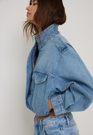 Balloon fit denim jacket — MEDIUM LIGHT BLUE DENIM 6