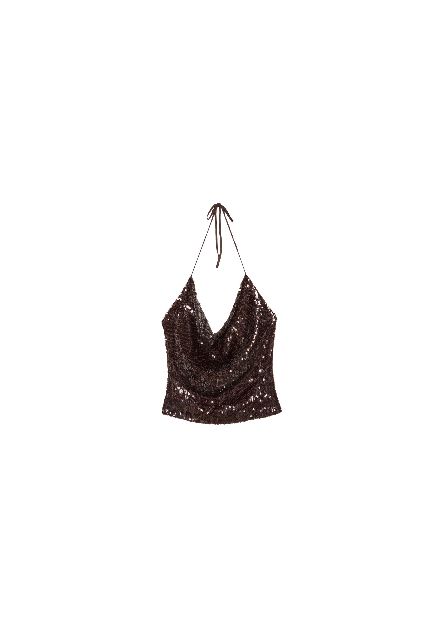 Sequin halter top — Brown