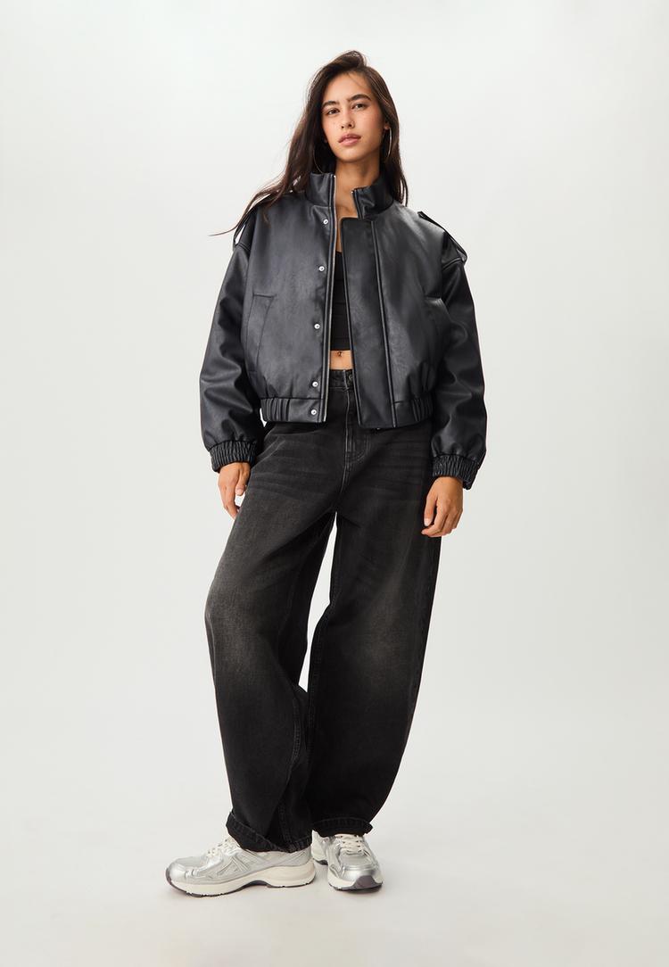 Stradivarius Tekonahkainen Bomber-Takki Xl