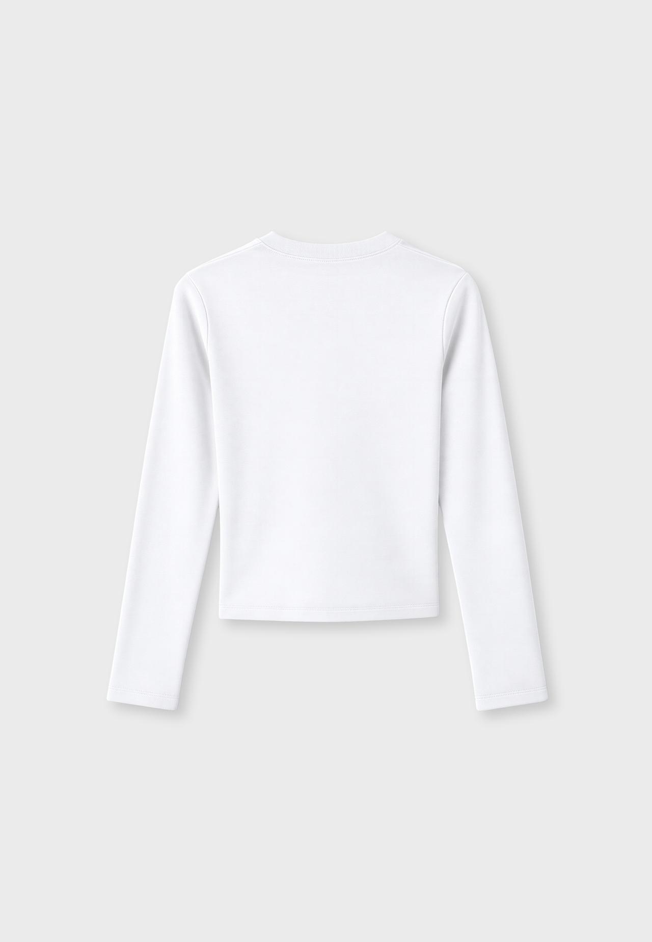 Long sleeve round neck T-shirt — Ecru