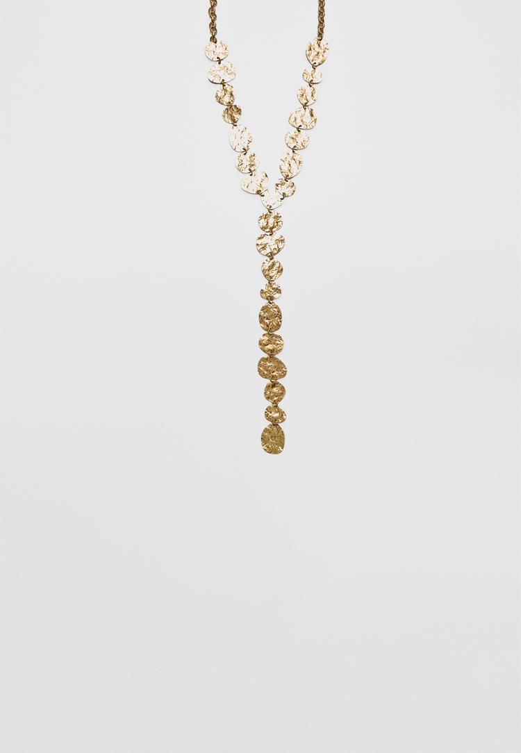 Lariat-Halskette mit Struktur Goldfarben OS