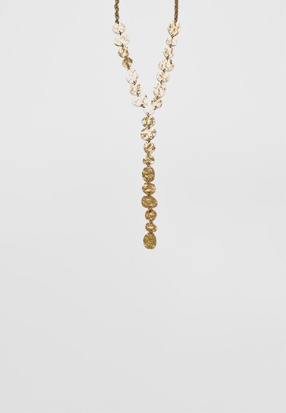 Stradivarius Colier Lariat Texturat Auriu Os