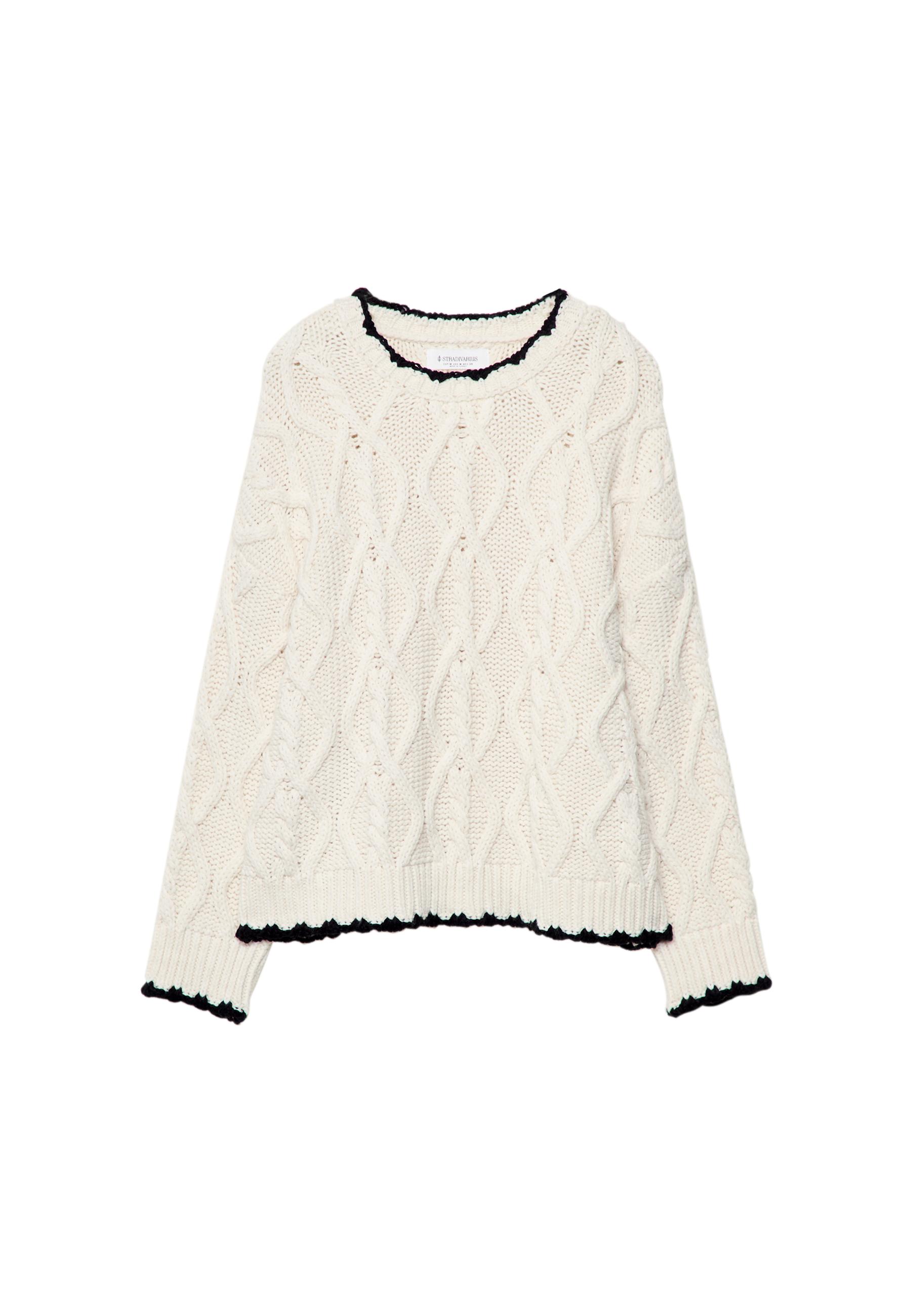 Contrast cable knit sweater - Women's fashion | Stradivarius