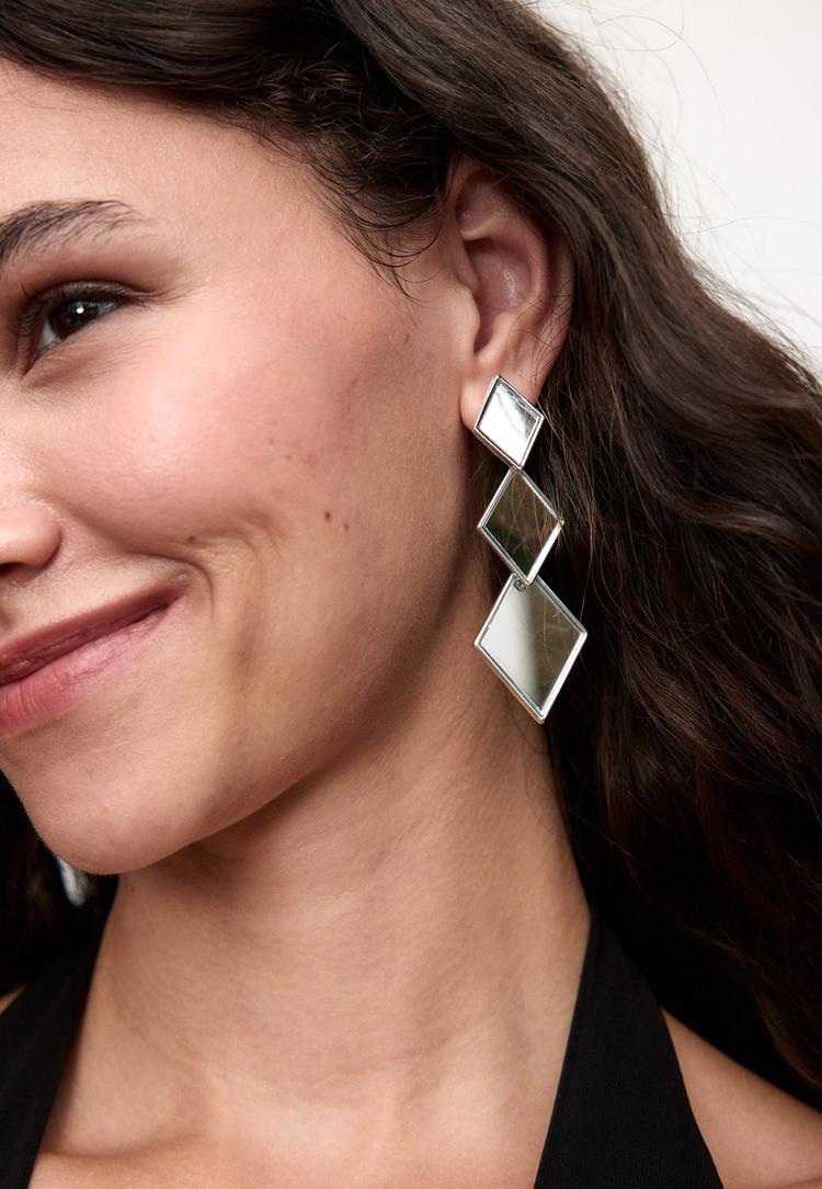 pendiente rombo efecto cristal