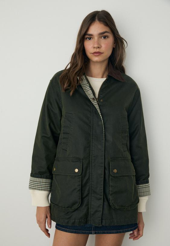 parka encerada multi bolsillos