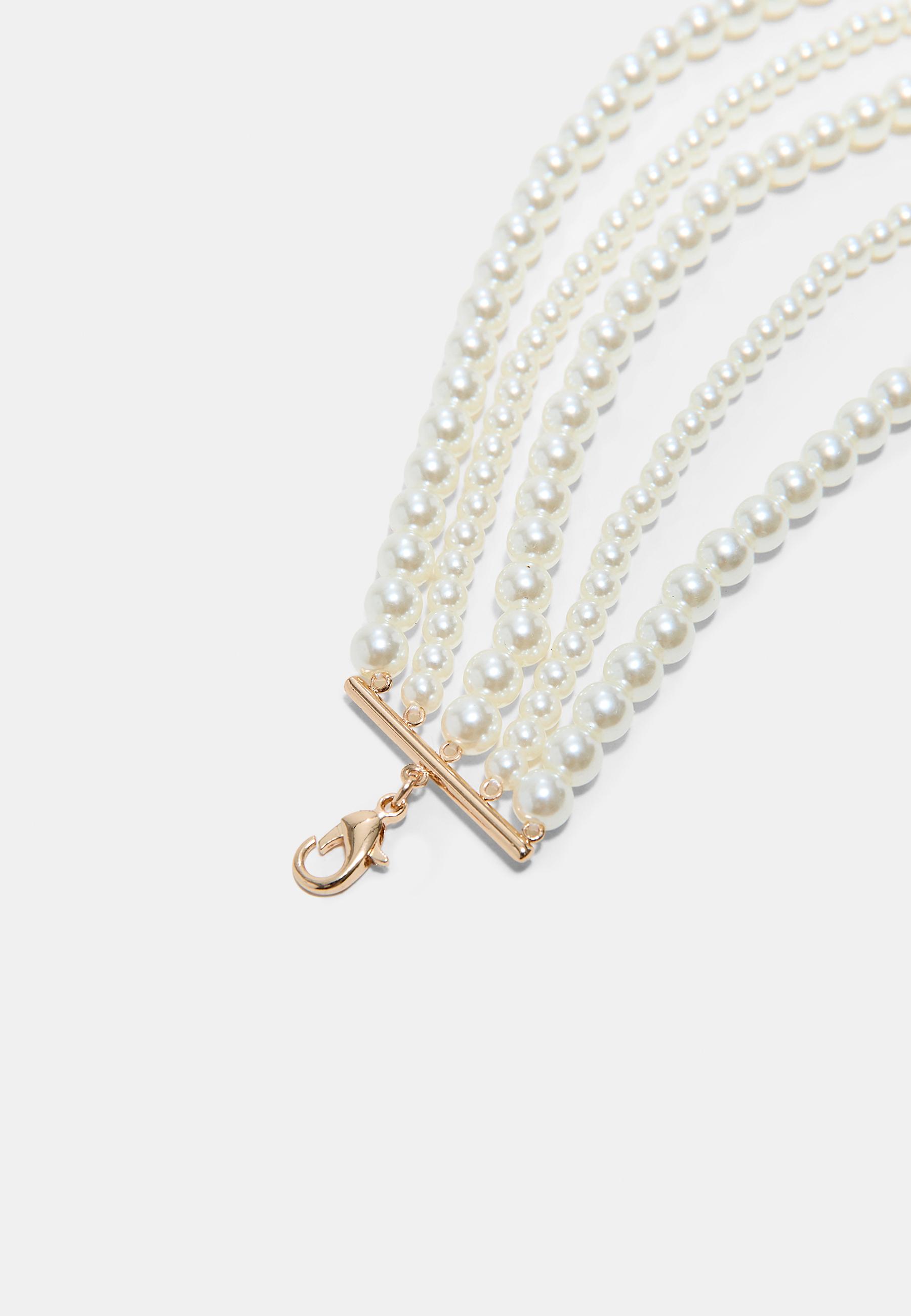 Faux pearl choker — Gold