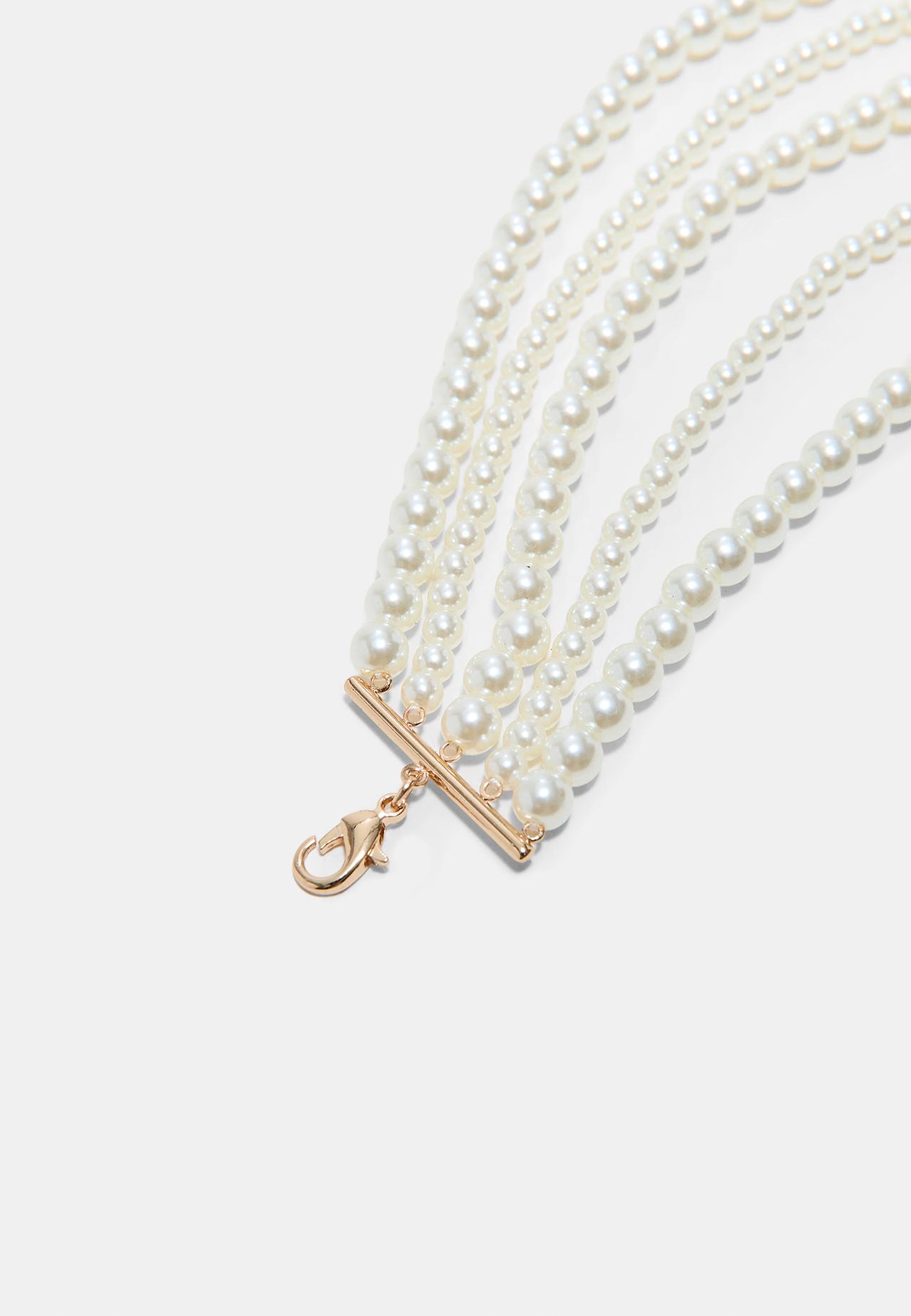 Faux pearl choker — Gold