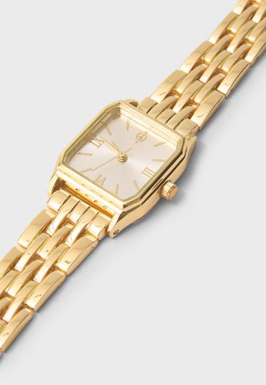 Square watch with chain strap — Gold 3