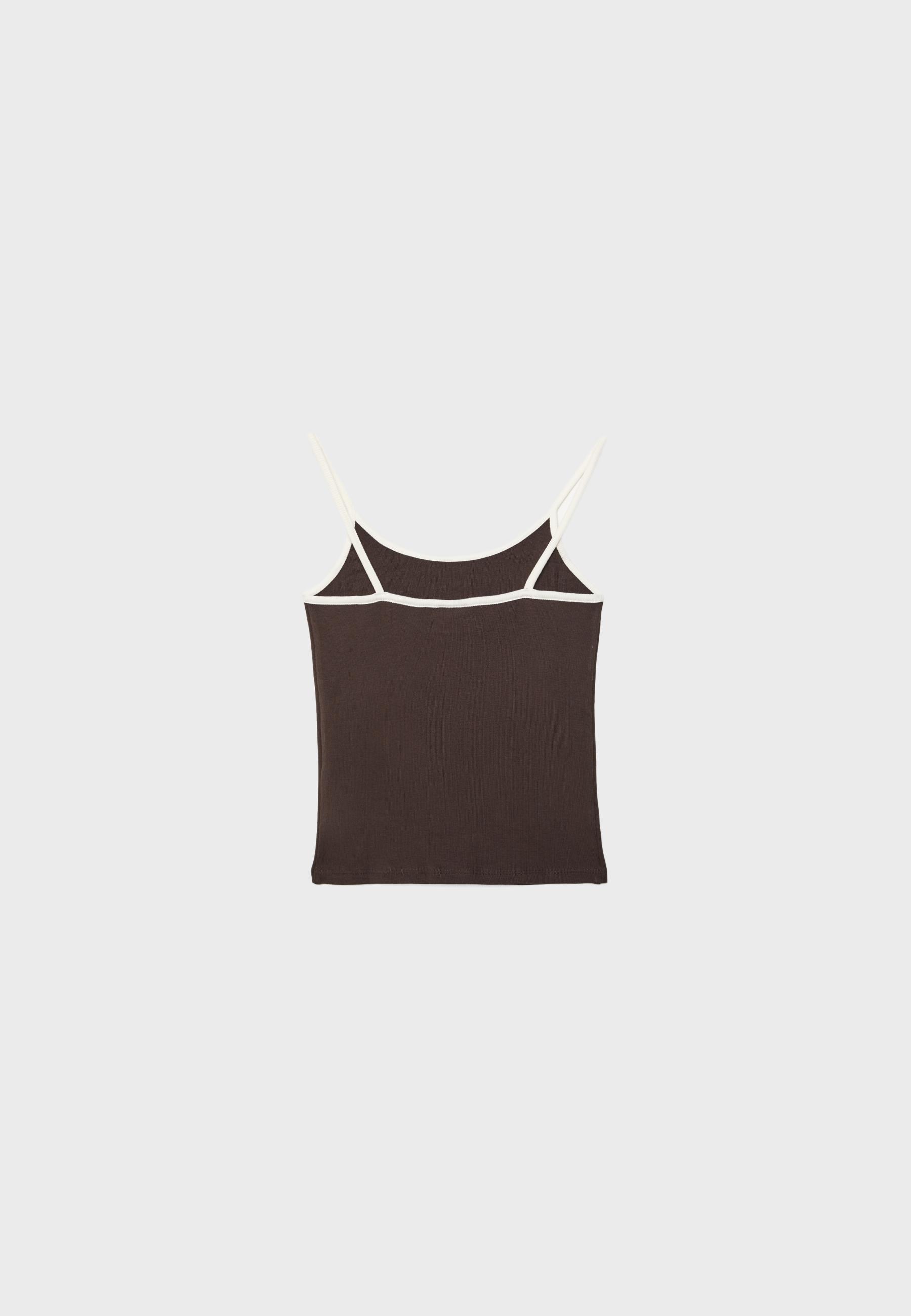 B07 Ribbed strap top — Brown