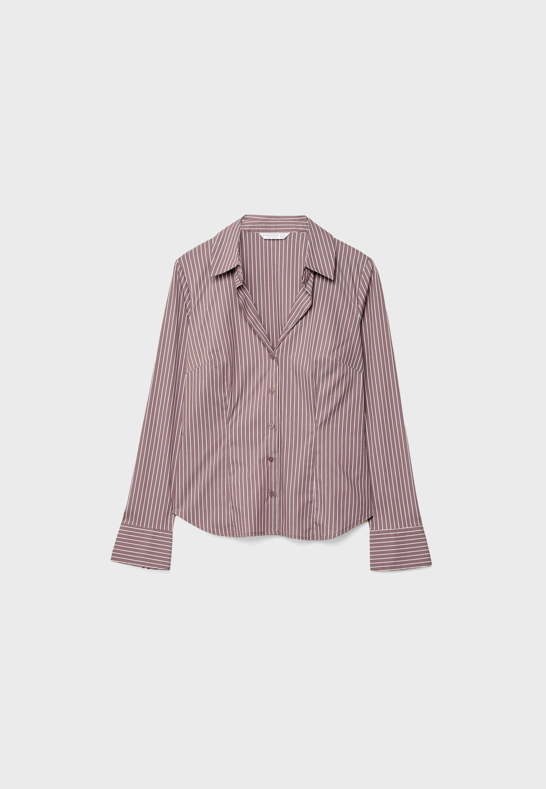 Basic striped fitted shirt — Brown