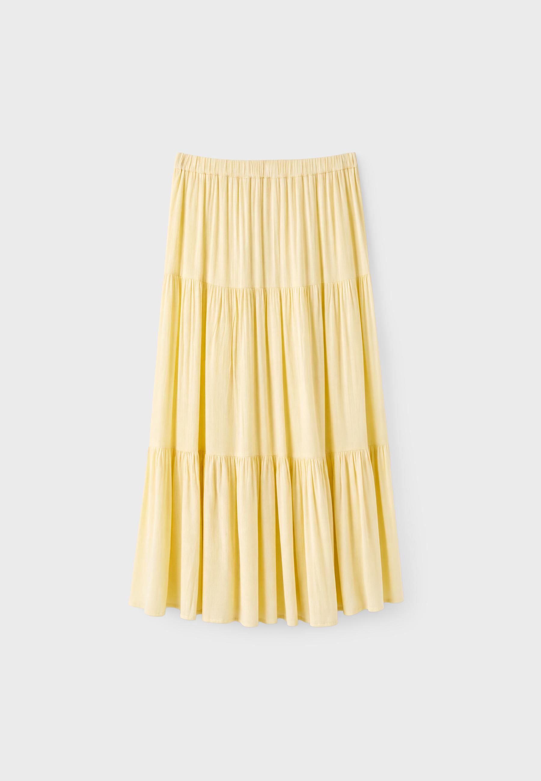 Peasant midi skirt — Pastel yellow