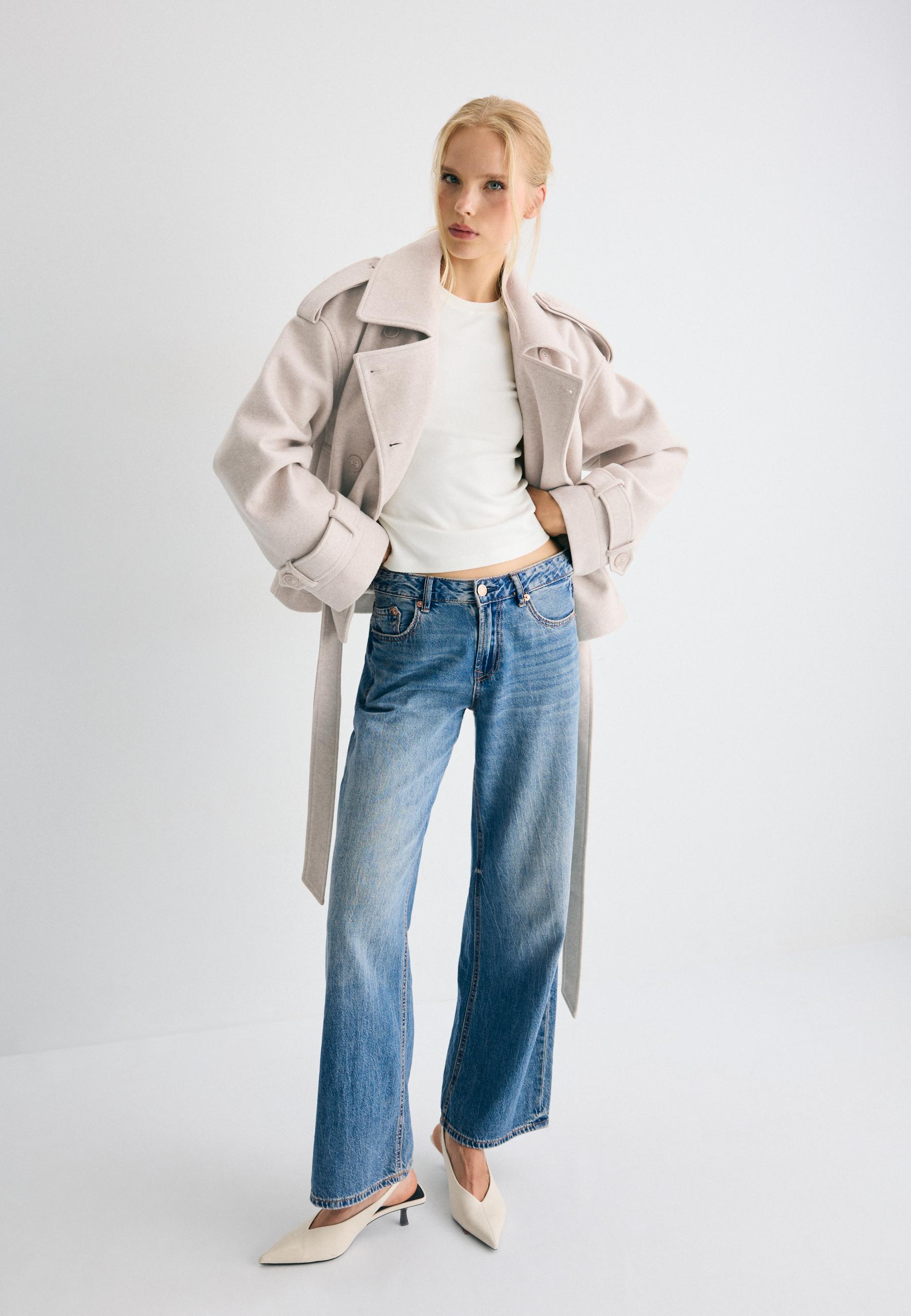 Soft-touch oversize trench coat — Ecru