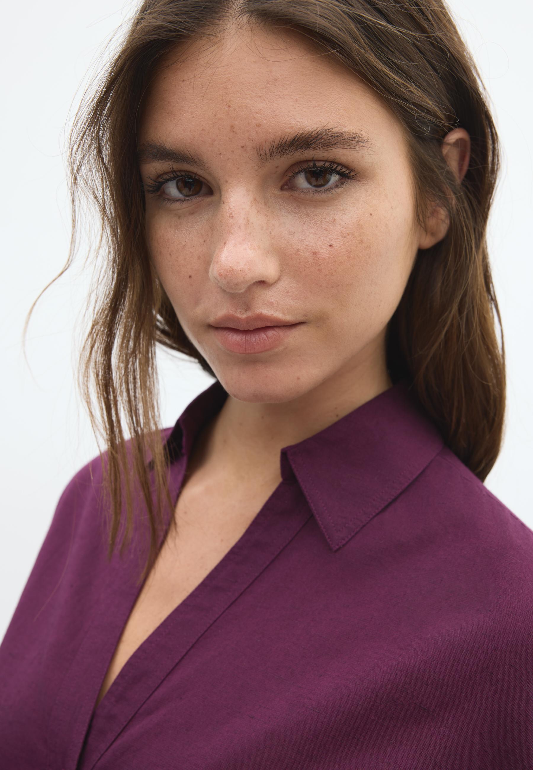 Linen-effect kimono sleeve shirt — Purple
