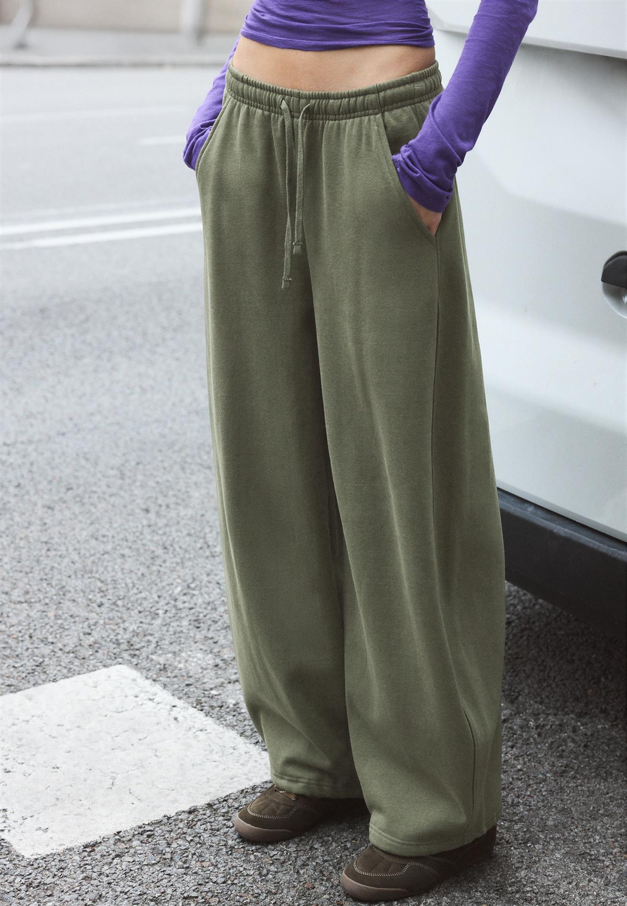 Plush acid wash joggers with toggles — Khaki