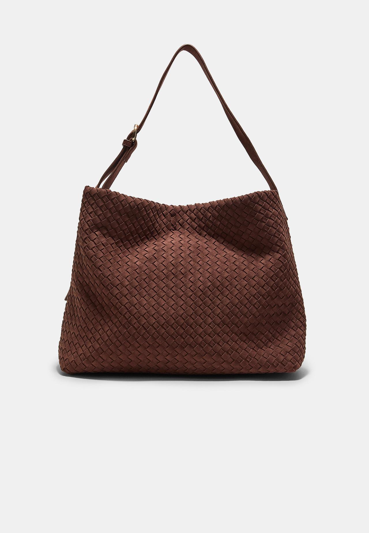 Braided shoulder bag — Brown