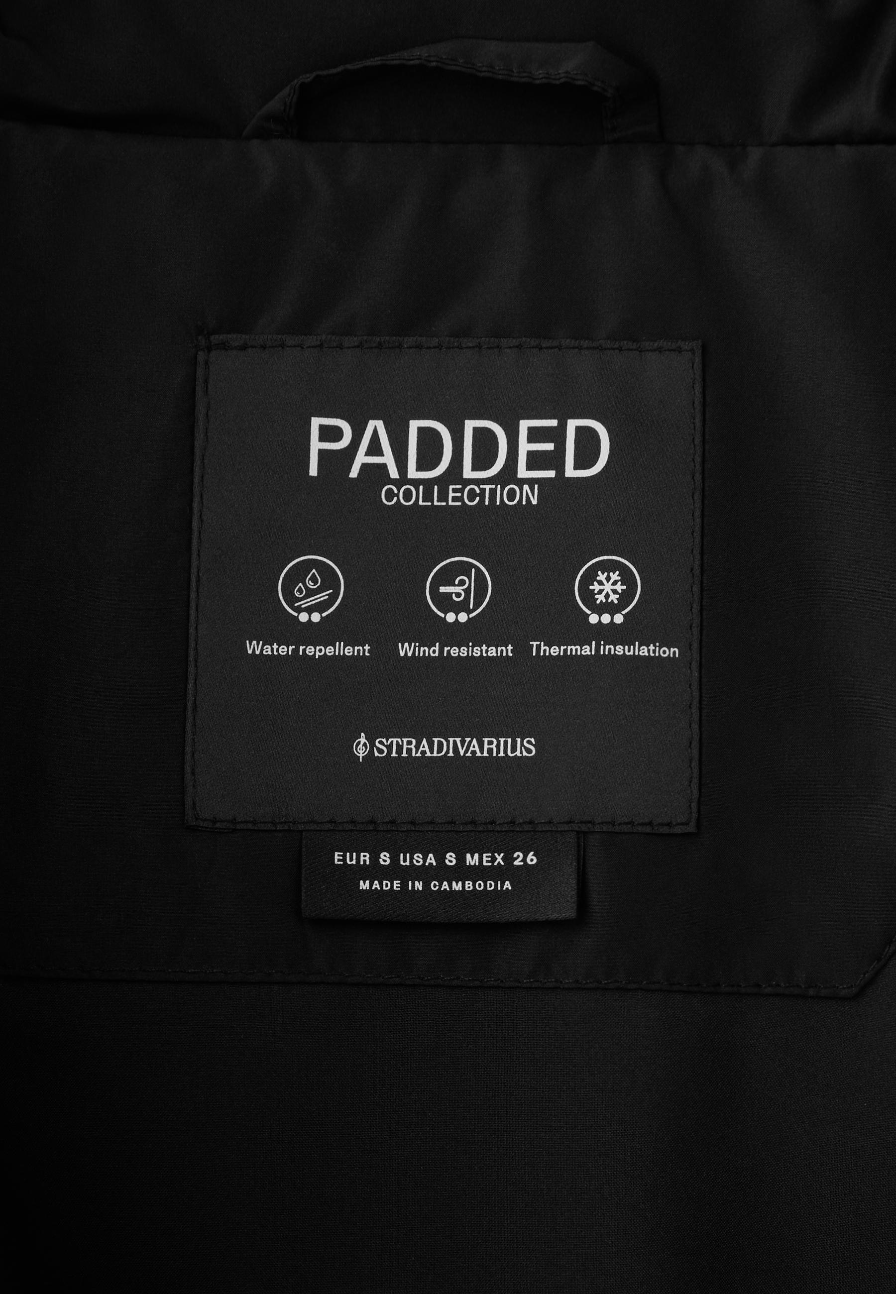 Cropped high-neck padded jacket — Black