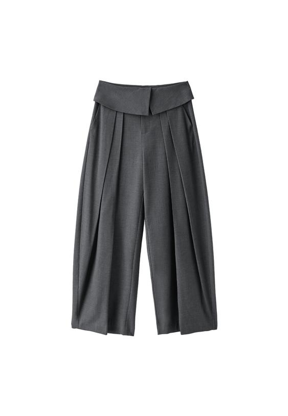 Kıvrık belli geniş paça pantolon