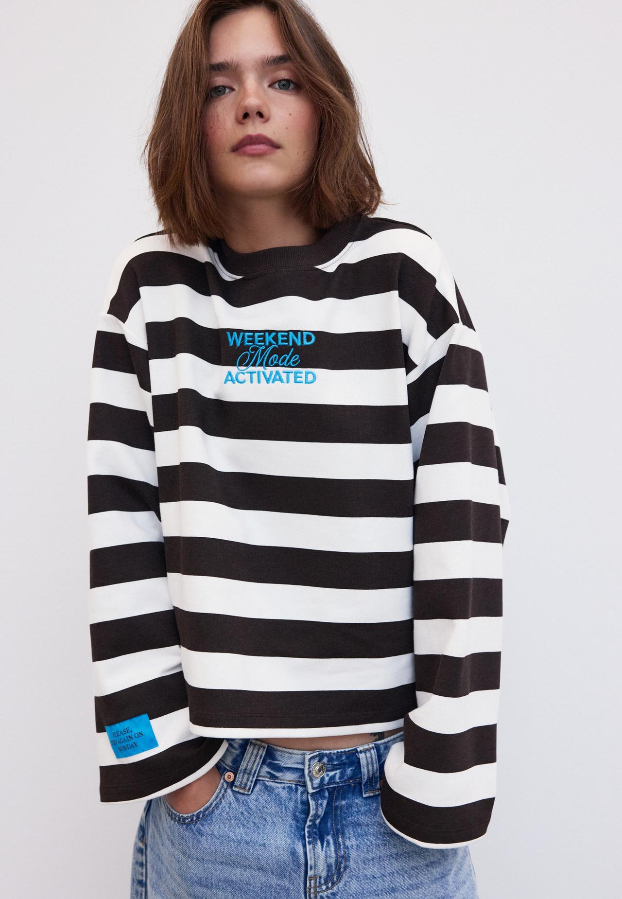 Striped sweatshirt — Brown