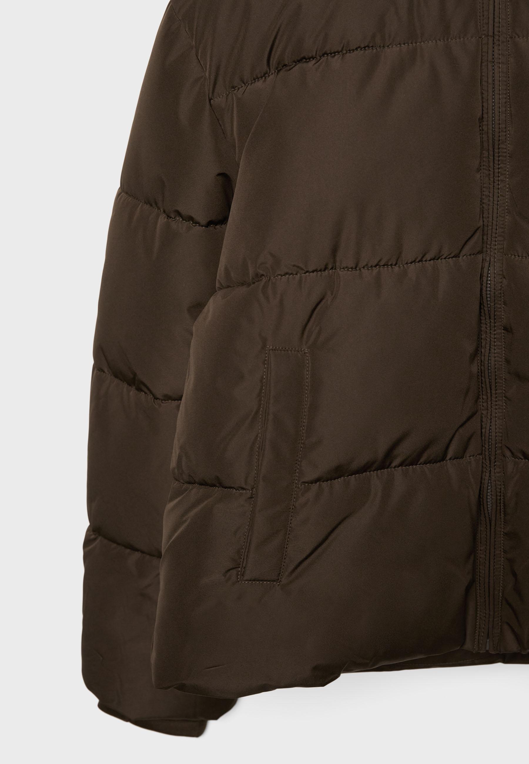 Hooded padded jacket — Brown