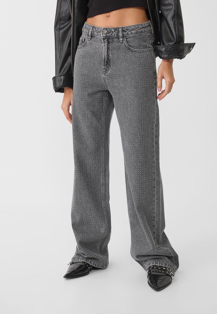 jeans straight fit brillos