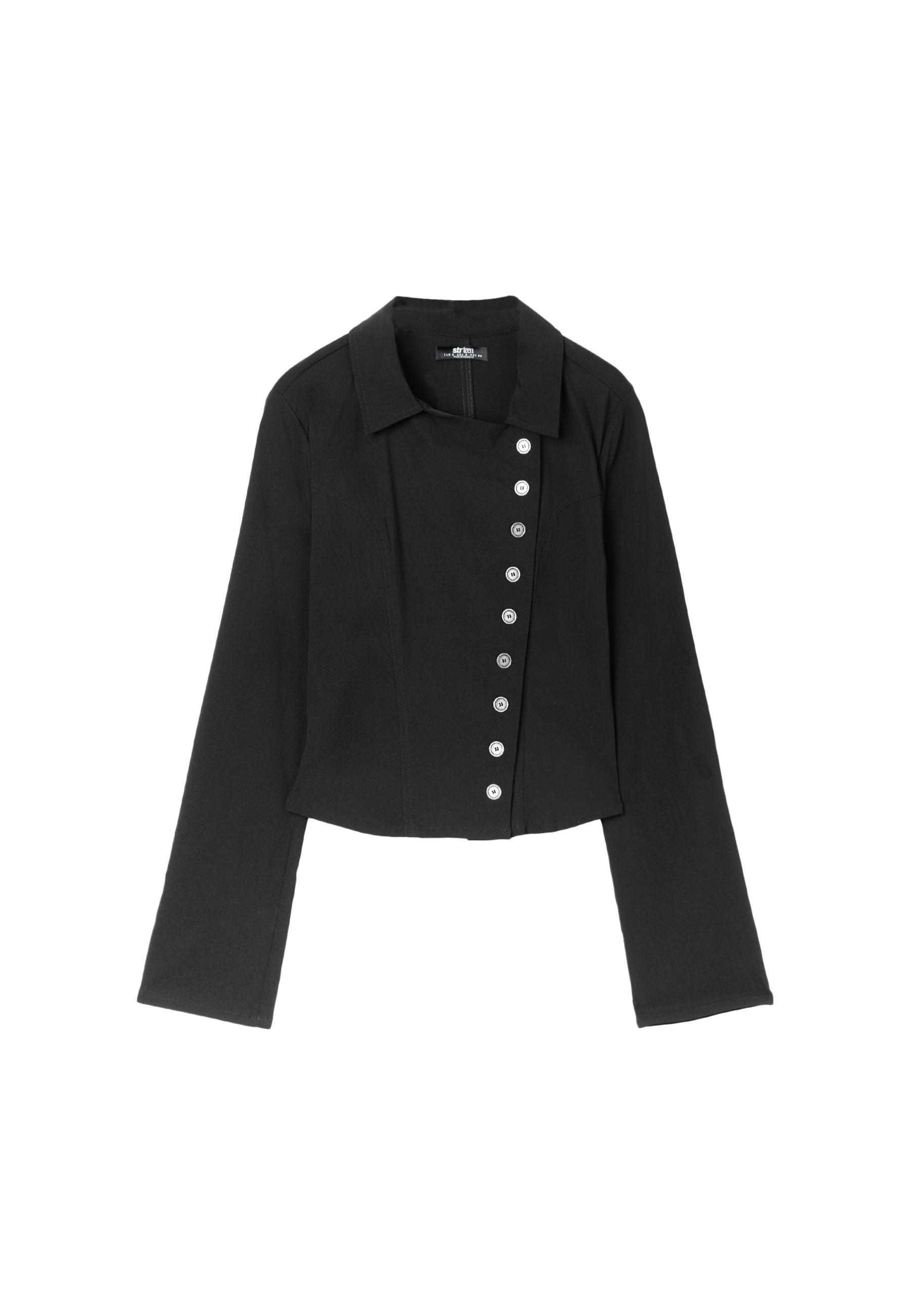 Button-up crossover shirt — Black