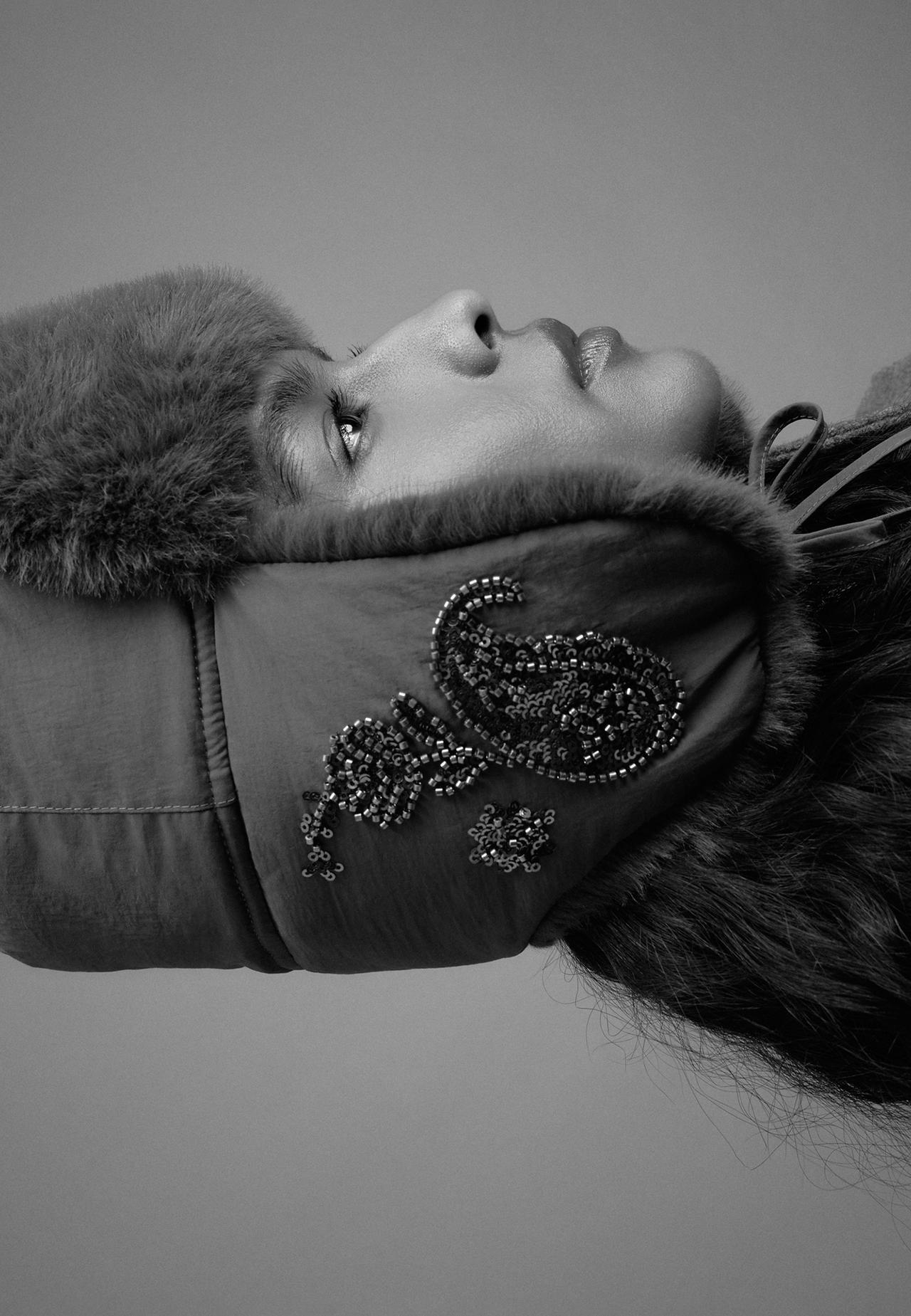 Aviator hat with rhinestones — Dark grey