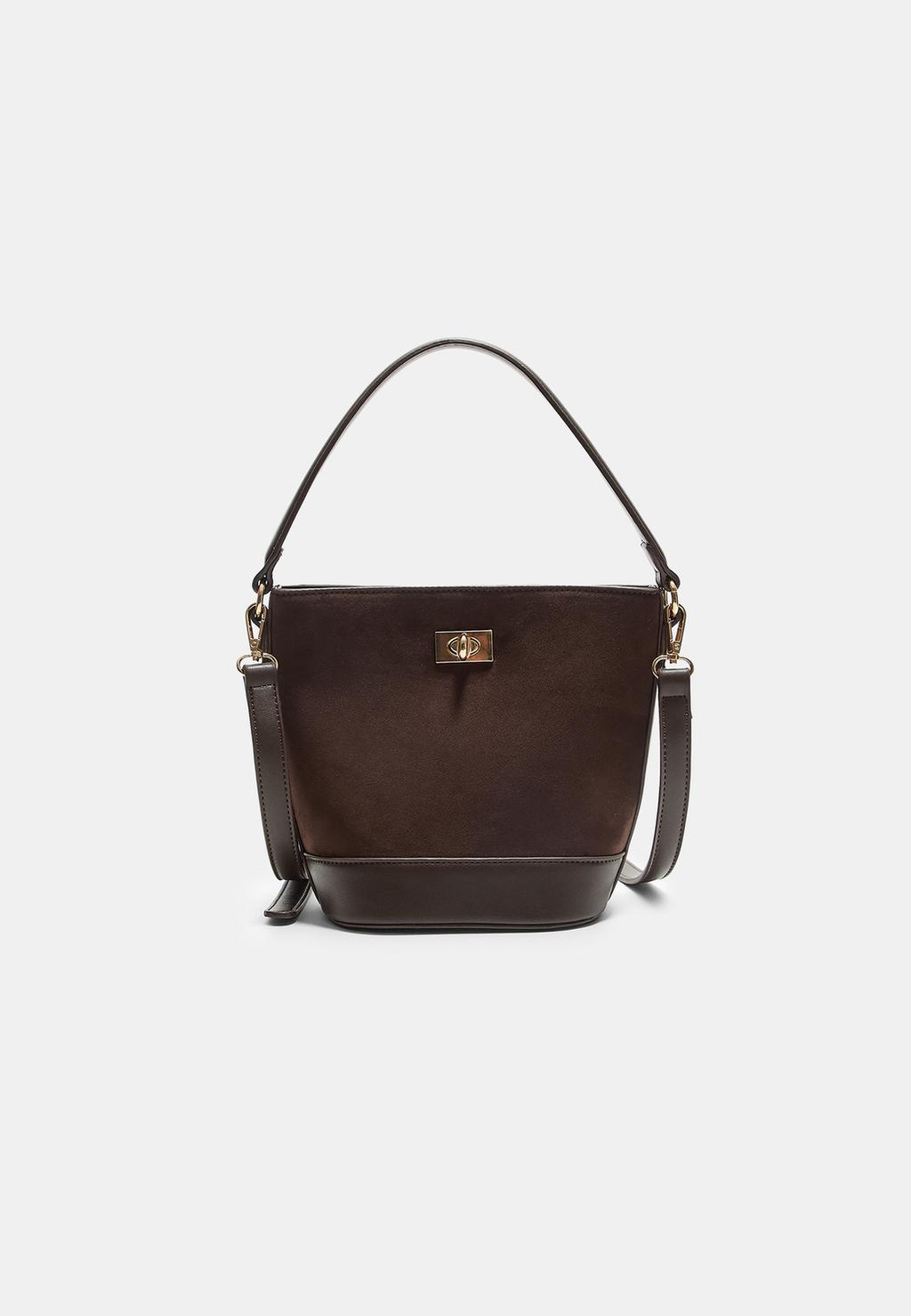 Bolso bandolera bucket efecto ante