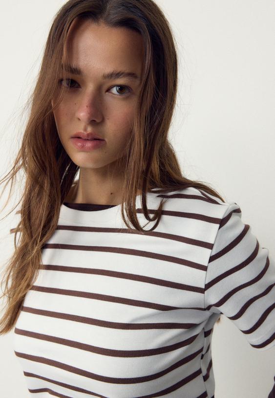 Stradivarius Basic Regular Fit Heavy Weight T-Shirt Brown M