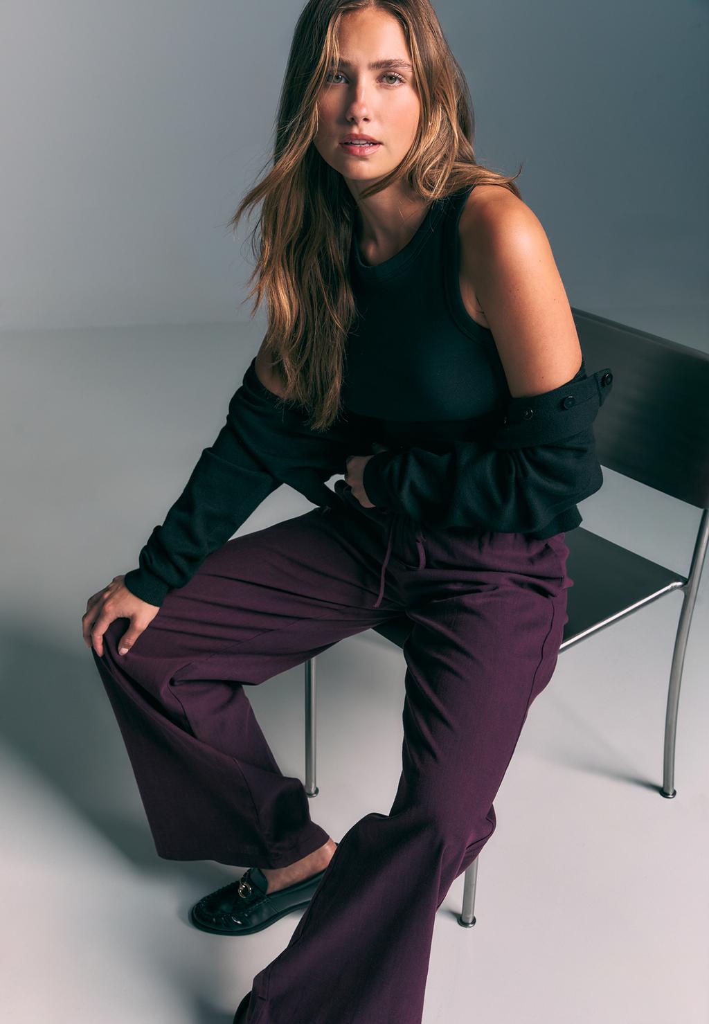 Pantalón largo fluido con lino