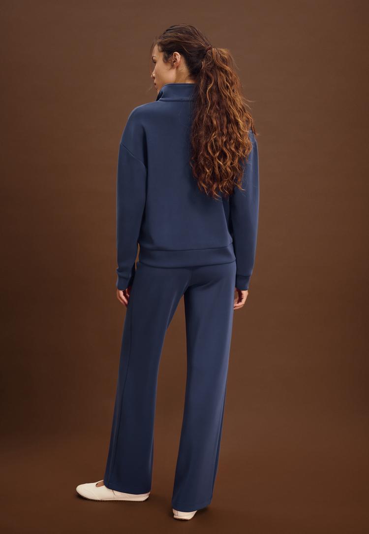 calcas jogger retas com nervuras de toque suave