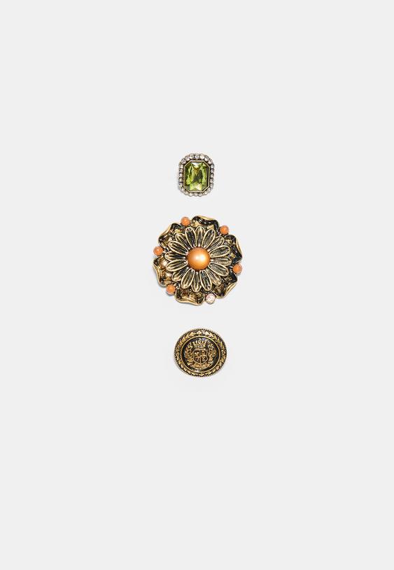 lot de 3 broches gravees