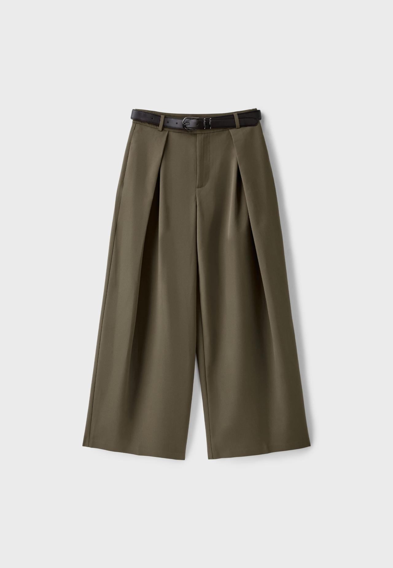 Maxi-darted trousers with belt — Khaki