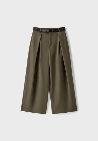 Maxi-darted trousers with belt — Khaki 7